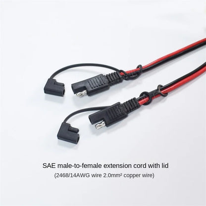 2mm² SAE Male To Female Extension Cable - 14AWG Photovoltaic Solar Panel Connector Wire - 20A Pure Copper - 2m