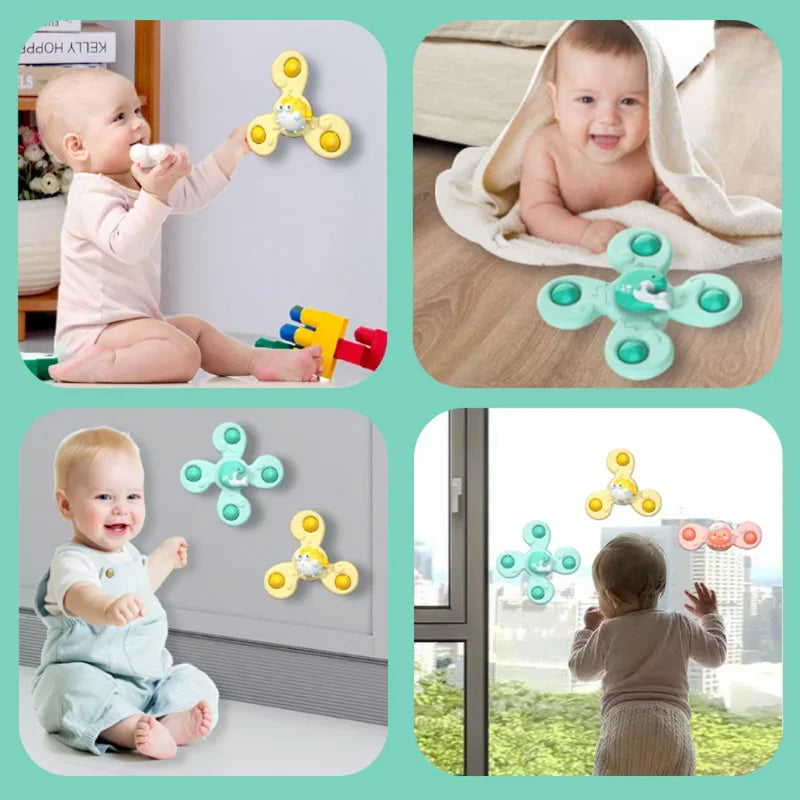 1pcs Cartoon Rotating Sucker Toy Baby Toys for 0-36 Months Finger Spinner Toys Baby Pools Water Fun Games Bath Toys for Children