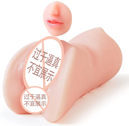 3in1 Mouth Vagina Anal Plug Band Teeth Male Masturbator Airplane Cup Deep Throat Silicone Dildo Moves Masturbation Toys for Men