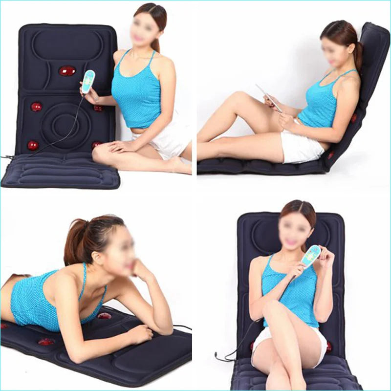 New Electric Full Body Massage Cushion 9 Vibration Motor Collapsible Far infrared Heating Reduce Back Fatigue Back Mattress