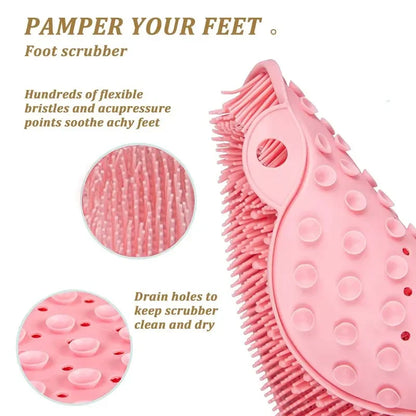 Exfoliating Shower Massage Scraper Bathroom Non-slip Bath Mat Back Massage Brush Silicone Foot Wash Body Cleaning Bathing Tool