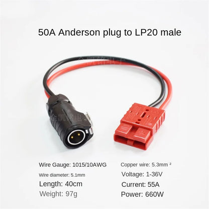 40cm 10AWG Quick Battery Connector, Aviation Solar Power 30A Anderson Plug To LP-20 Male Plug Cable