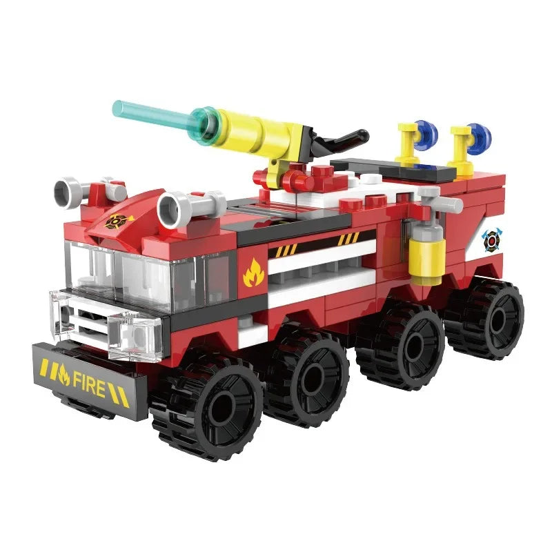 97PCS Small Fire Fighting Truck Helicopter Building Blocks Rescue Vehicle Firefighters Assemble Bricks Toys Gifts For Kids