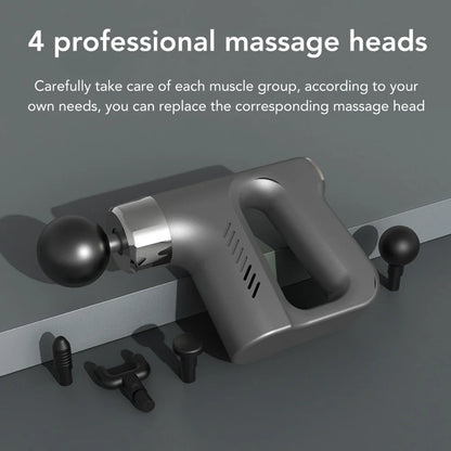 5-gear Deep Tissue Mini Fitness Musle Massager 4 Heads Portable Fascia Gun Vibration Massage Gun Sports Muscle Relaxing Massager