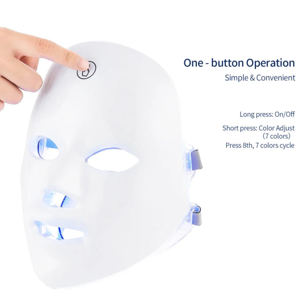 Skin Care Mask Skin Brightening New Wireless 7 Colors LED Facial Mask Photon Therapy Skin Rejuvenation Anti Acne Wrinkle Removal