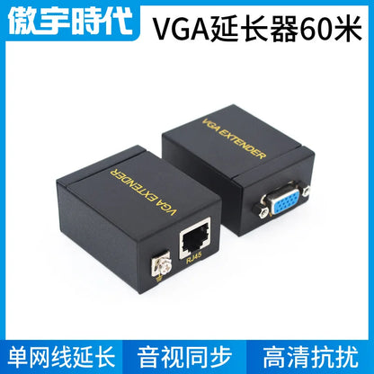 VGA 60m Single-Cable Extender, VGA To Network Signal Amplifier Transmitter, Network Cable To VGA Converter