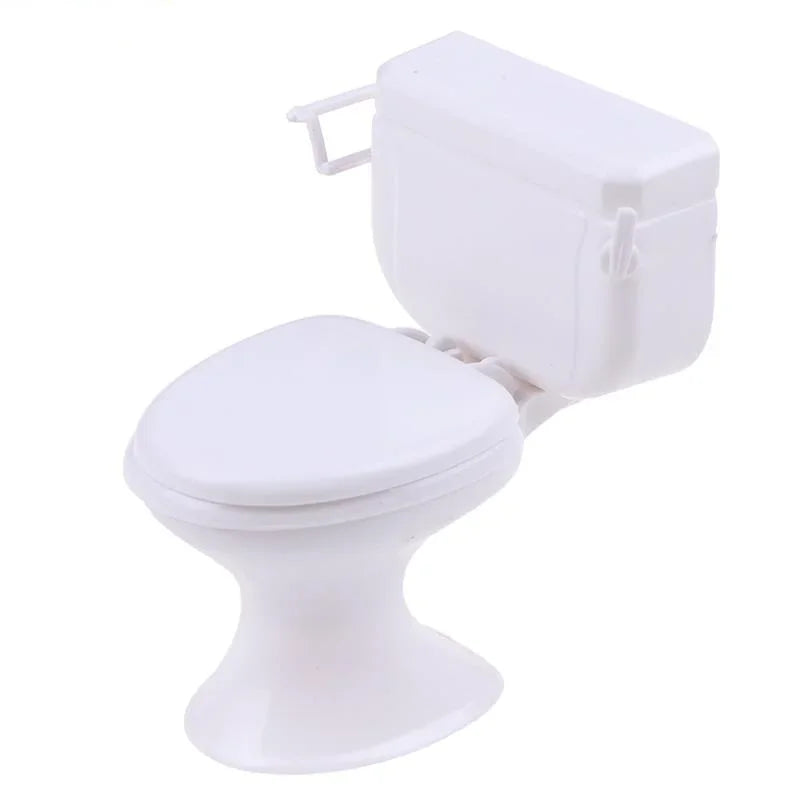 1pc Dollhouse Furniture Bathroom White Toilet Model Baby Pretend Toys Dolls Accessories Bathroom Scene Decoration Miniature Toy