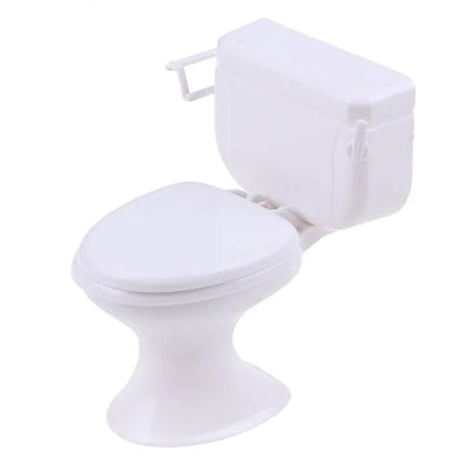 1pc Dollhouse Furniture Bathroom White Toilet Model Baby Pretend Toys Dolls Accessories Bathroom Scene Decoration Miniature Toy