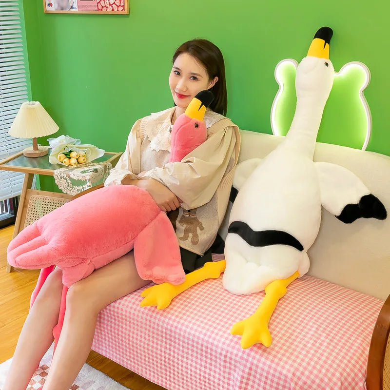 1pc 50-90cm Plush Flamingo Toys Stuffed Bird Large Soft Sleeping Doll White Pink Flamingo Kids Toys Wedding Throwing Pillow Gift