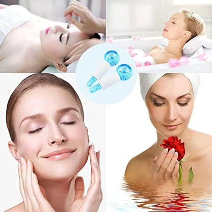 2PCS Beauty Ice Hockey Energy Beauty Crystal Ball Facial Cooling Ice Globes Water Wave For Face And Eye Massage Roller Skin Care