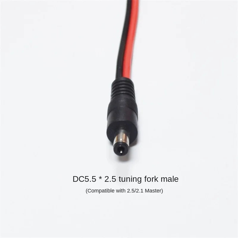 10A Copper Car Battery Jumper Cable - 0.75mm² - Crocodile Clip To DC5.5*2.5 Forked Male Connector - 50cm