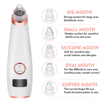 Pimple Removal Vacuum Suction Tools Face Pore Vacuum Skin Care White Blackhead Remover USB Rechargeable Acne Pore Cleaner