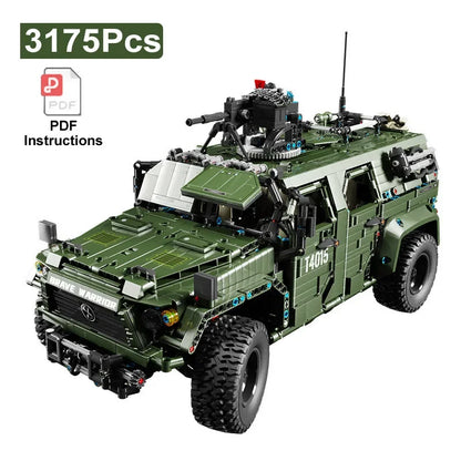 3175Pcs MOC Off Road Car Model Building Blocks City Minigun Turret Army Weapons Vehicle Bricks Toys for Kids Gift