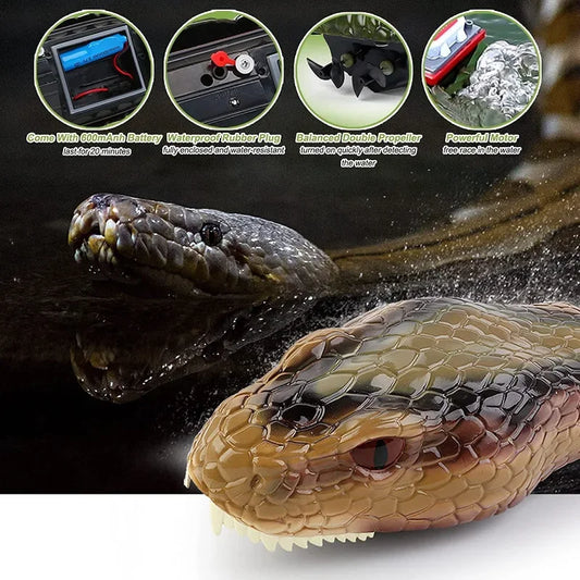 2.4G RC Boat Remote Control Snake Boats Electric Simulation Python Boat Toys 2 In 1 Toys for Boys Gifts Novelty Gag Prank Toy