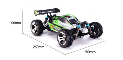 Wltoys A959-A 1/18 Scale 2.4G 4WD RC Speedcar 35km/h Remote Control Racing High Speed Shockproof Off-Road Car Green