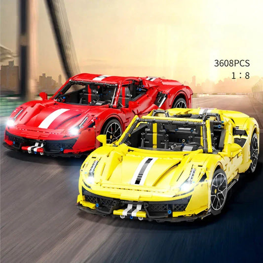 3608Pcs Technical 1:8 488 Super Racing Car Model Building Blocks City for Children Adult Gift Speed Sport Vehicle Bricks MOC Toy