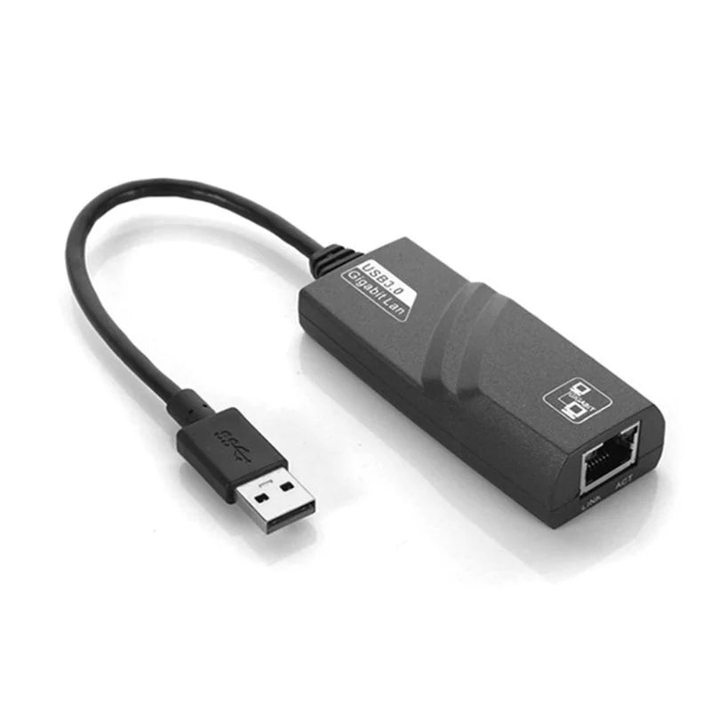 USB 3.0 Gigabit Ethernet Adapter with Built-in Cable - Plug-and-Play, Driver-Free (RJ45)