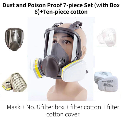 BXA Painting Spraying Gas Mask Chemcial Safety Work Gas Mask Proof Dust Facepiece Respirator Mask Full Face Mask With Filter