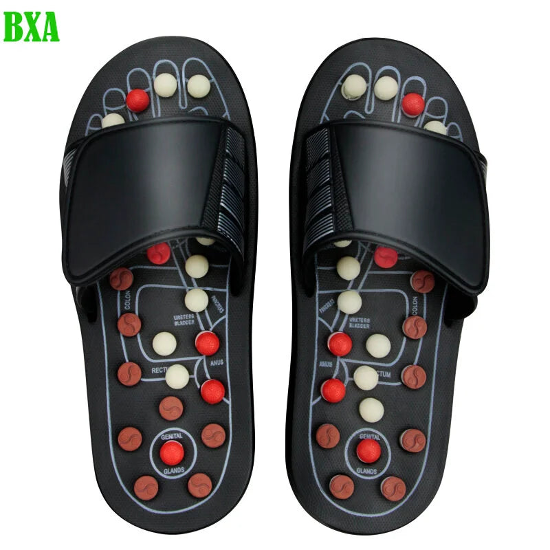 BXA 1 Pair Feet Massage Slippers Cobblestone Foot Reflexology Acupuncture Therapy Massager Walk Stone Shoes Massager