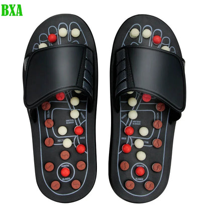 BXA 1 Pair Feet Massage Slippers Cobblestone Foot Reflexology Acupuncture Therapy Massager Walk Stone Shoes Massager