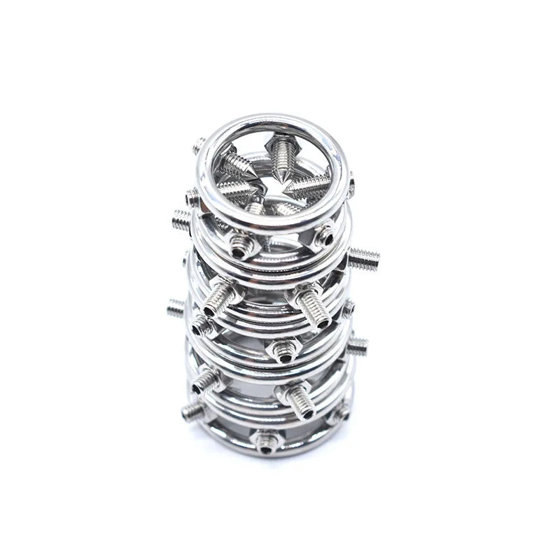 Stainless Steel Imitation Ring Metal Penis Ring with Rivet Lock Cock Ring Male Erection Delay Time Bondage BDSM Sex Toy For Man