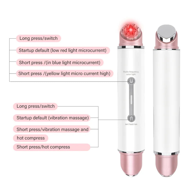 Eye Massage Stick Eye Bags Dark Circles Puffiness and Wrinkle Removal LED Photon Massage EMS Electronic Facial Eye Massager