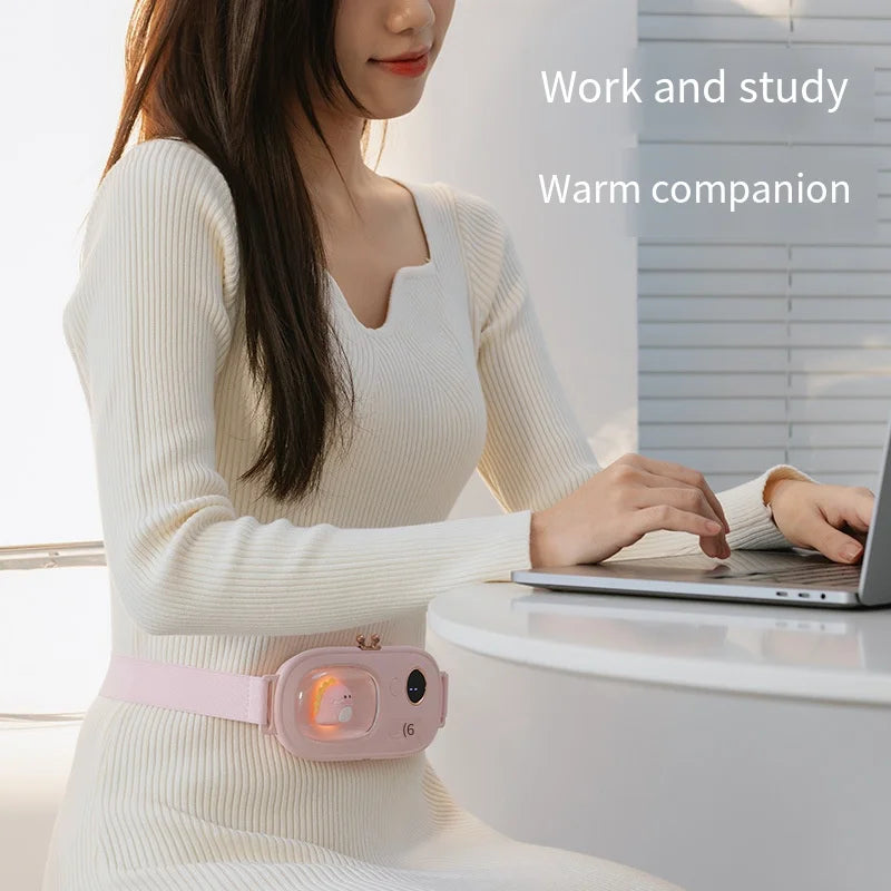 Cute Pet Relieve Period Cramp Pain Heating Warm Palace Belt Heating Uterus Vibrating Massage Waist Relieve Menstrual Present