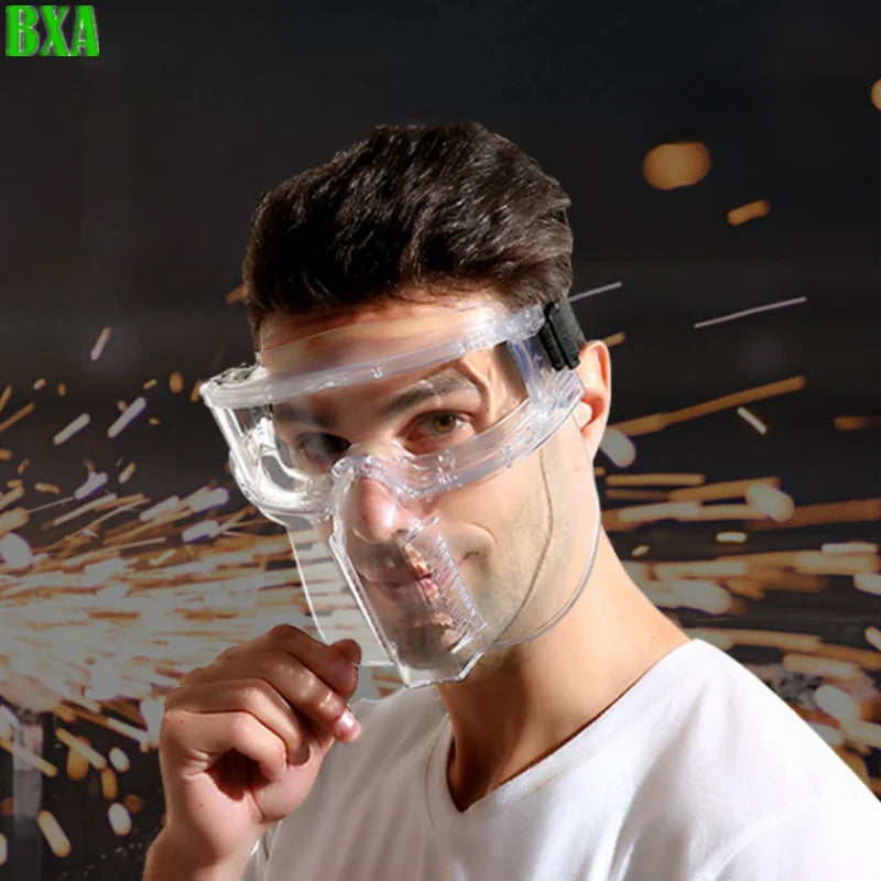 Protective Transparent Face Mask Goggles Anti-spray Dust Welding Face Shield Safety Dustproof Waterproof Glasses Detachable