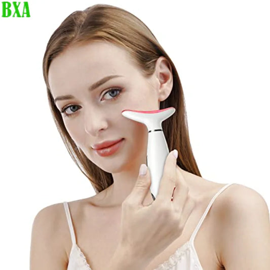 NEW Face Neck Massager Anti Wrinkles Vibration Facial Massager with Triple Action ModesTightening Firm and Smooth 3 Colors Light