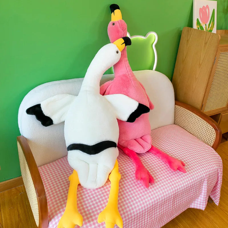 1pc 50-90cm Plush Flamingo Toys Stuffed Bird Large Soft Sleeping Doll White Pink Flamingo Kids Toys Wedding Throwing Pillow Gift