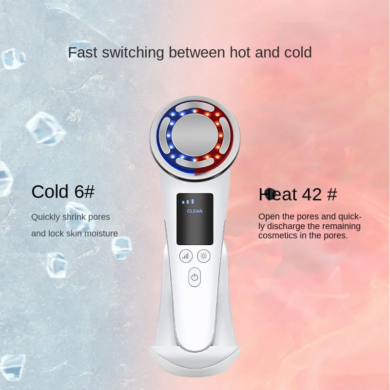 Micro Current Pulse Introducer Household Facial Vibration Massage Instrument Red Light Blue Light Cold and Hot Beauty Instrument