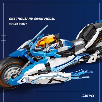 Technical 1230Pcs Locomotive Motorcycle Racing Car Model Building Blocks City Punk Kids Gift Motorbike Speed Vehicle Bricks Toys