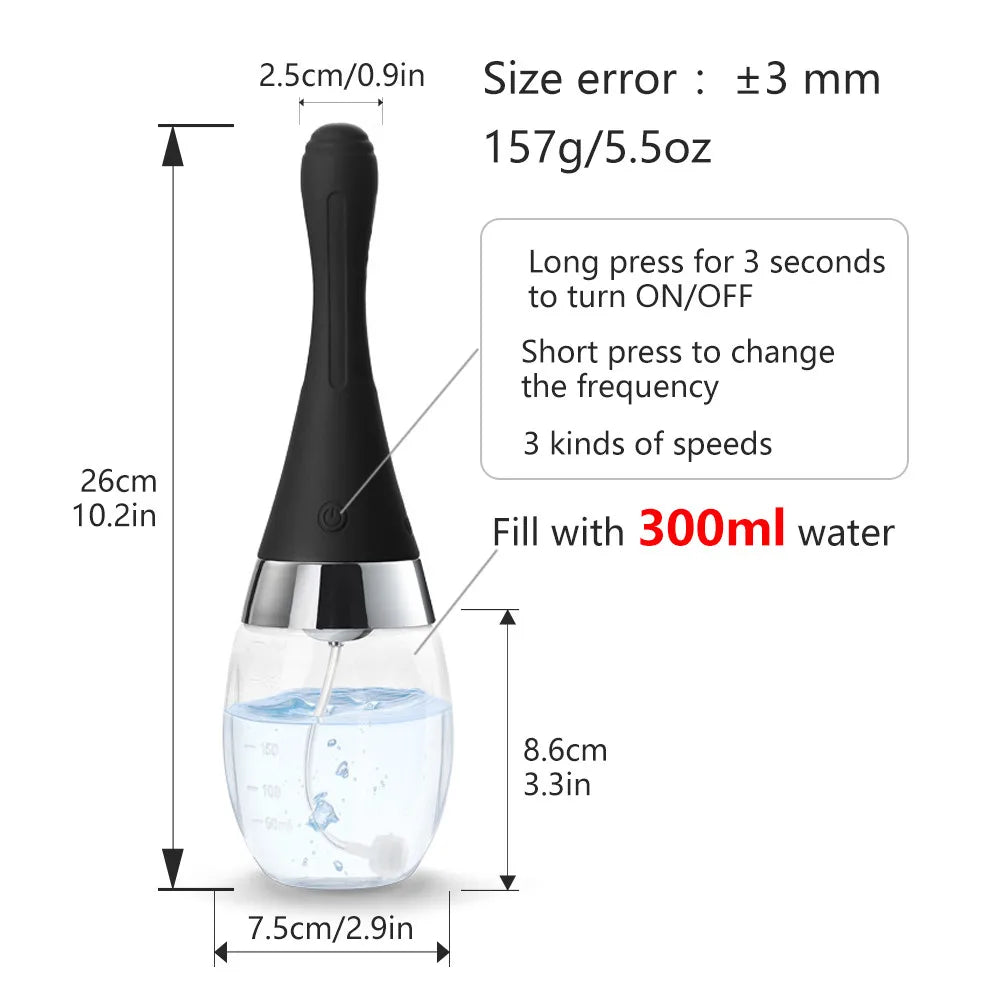 Vagina & Anal Cleaner Medical Rubber Anus Shower Health Washing Tool 3 Speeds Electric Enema Cleaning Container for Men Women