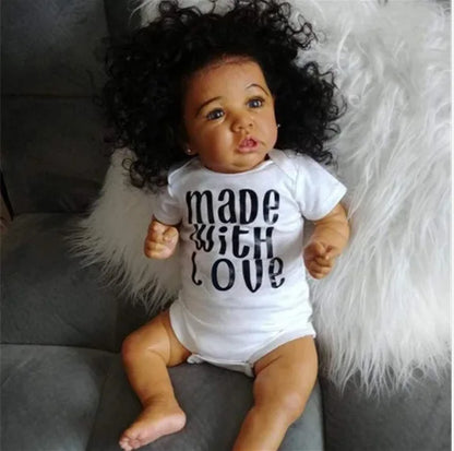 55cm 21inch Full Body Silicone Reborn Baby Doll Black Skin Finished Baby Realistic Newborn Dolls Gift Reborn Baby Girl Boy Doll