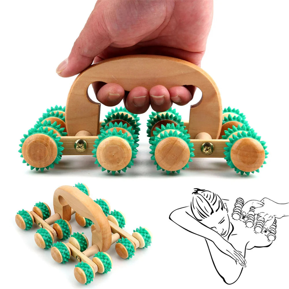 1pc Wood Roller Ball Massager Wheel Moon Car Solid Back Legs Body Muscles Relax Tool Healthy Care Massage Instrument