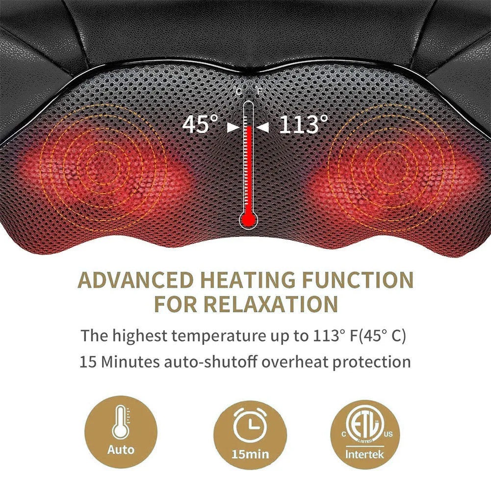 New 4D Kneading Massage for Neck and Back Pillow Shawls Electric Cervical Cushion Body Massager For Neck Infrared Heating Gift