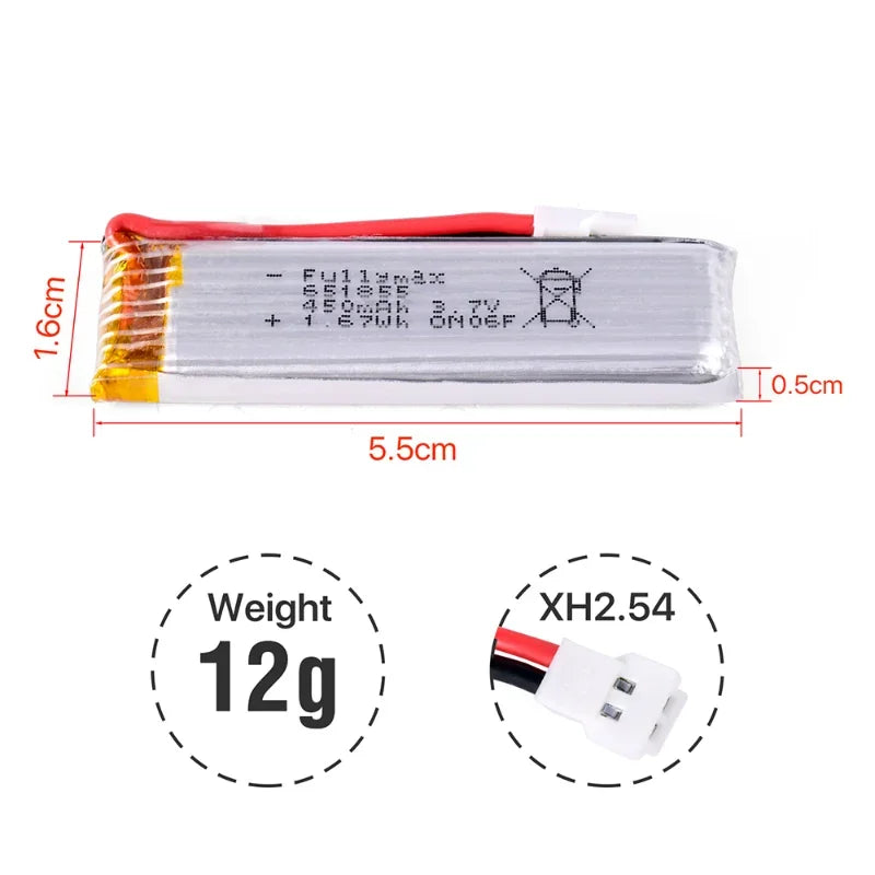 Wltoys RC Battery K110 K110s Battery 3.7V 450mAh 1S with Ph2.54 Plug for XK V977 V930 Helicopter RC Parts Accessory