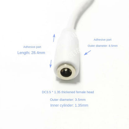 3m White Copper 5V Power Extension Cable - DC3.5*1.35 Male To Female - for Wireless Cameras, Dash Cams