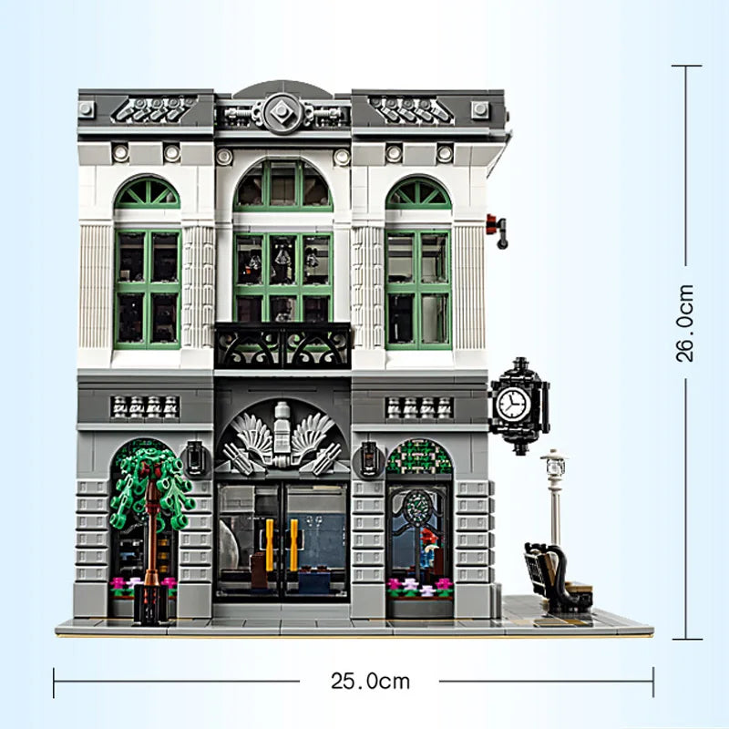 Street View Architecture Series European House Bank Kit Building Block Expert Assembly Bricks Toy for Kids Adult18 Birthday Gift