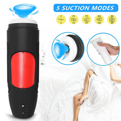 Automatic Oral Sex Product Huge Size 7 Suctions Vibrations Realistic Pocket Blowjob Machine Male Masturbator Sucking Toy for Men