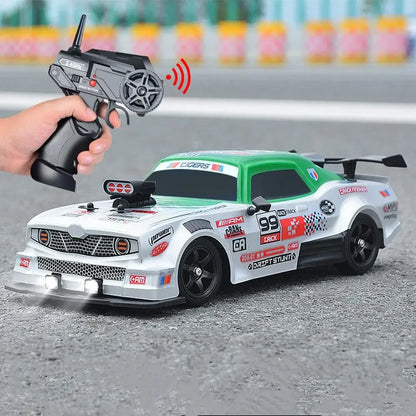 2.4G 4WD 1/16 Drift RC Car Spray LED Light High Speed Remote Control Car Models Toys for Boy Kids Children Gifts