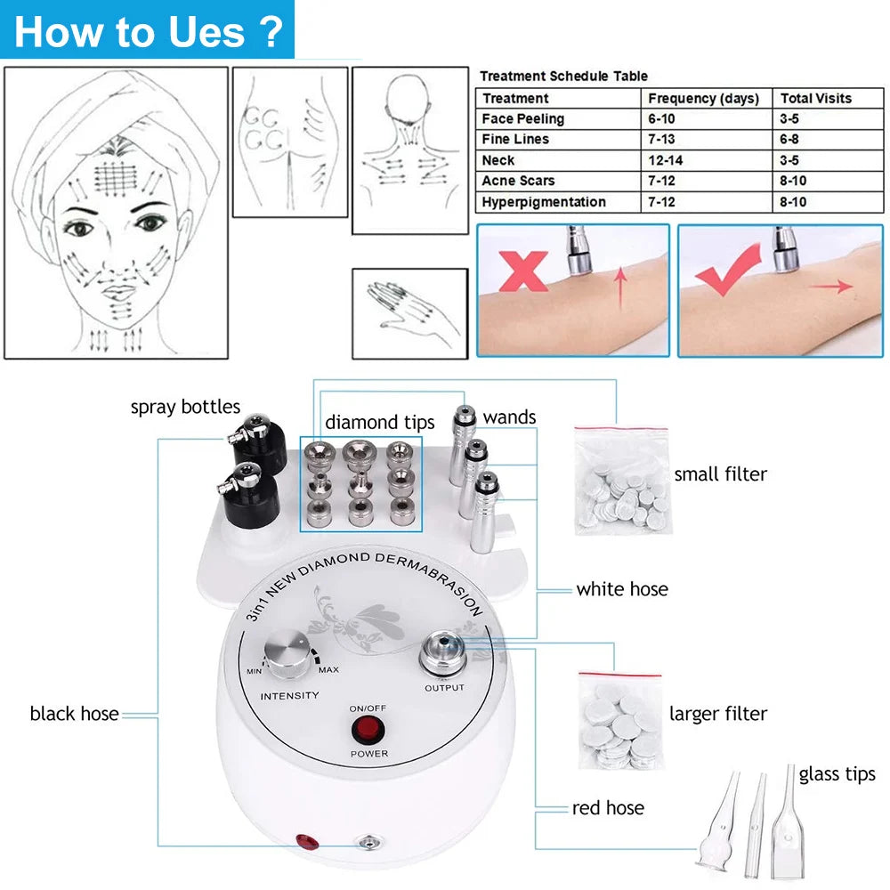 3 in 1 Microdermabrasion Machine Water Spray Exfoliating Facial Beauty Diamond Peeling Dermabrasion Face Skin Care Devices