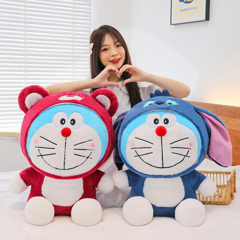 40/50/60cm Doraemon Doll Plush Toy Turned Into Stitch Jingle Cat Throw Pillow Robot Cat Birthday Children Gift Home Decorations