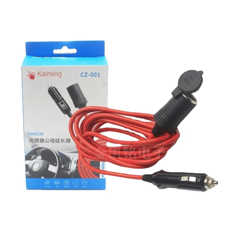 Thick Copper High-Power Car Cigarette Lighter Extension Cable - 12V24V - Red - 3.6m Length - Packaging Included