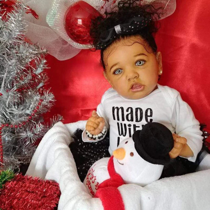 55cm 21inch Full Body Silicone Reborn Baby Doll Black Skin Finished Baby Realistic Newborn Dolls Gift Reborn Baby Girl Boy Doll