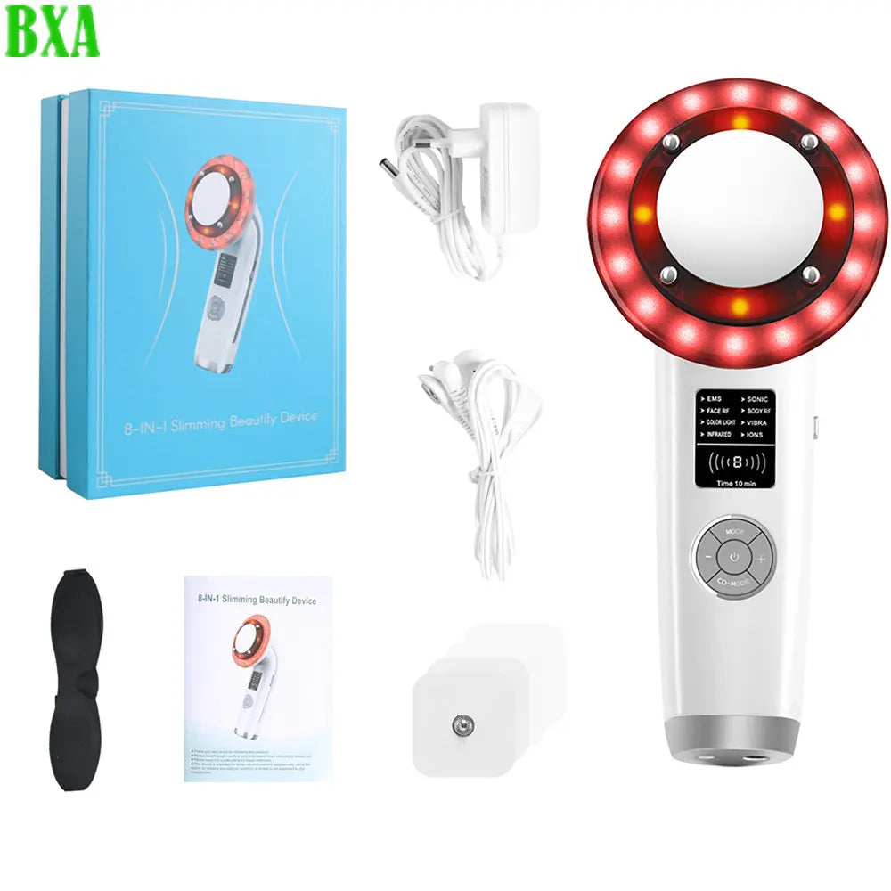 8 in 1Ultrasonic Cavitation EMS Fat Burner Body Slimming Machine Weight Loss Massager Infrared Therapy Skin Tighten Beauty