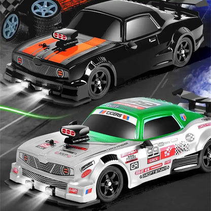 2.4G 4WD 1/16 Drift RC Car Spray LED Light High Speed Remote Control Car Models Toys for Boy Kids Children Gifts