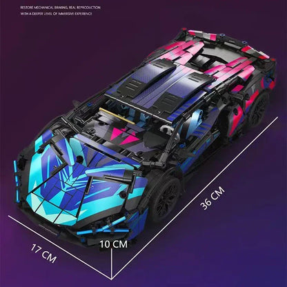 1314PCS Black Purple Lamborghinised MOC Sport Car Building Blocks Assemble Racing Vehicle Bricks Toys Birthday Gift for Kid Boy