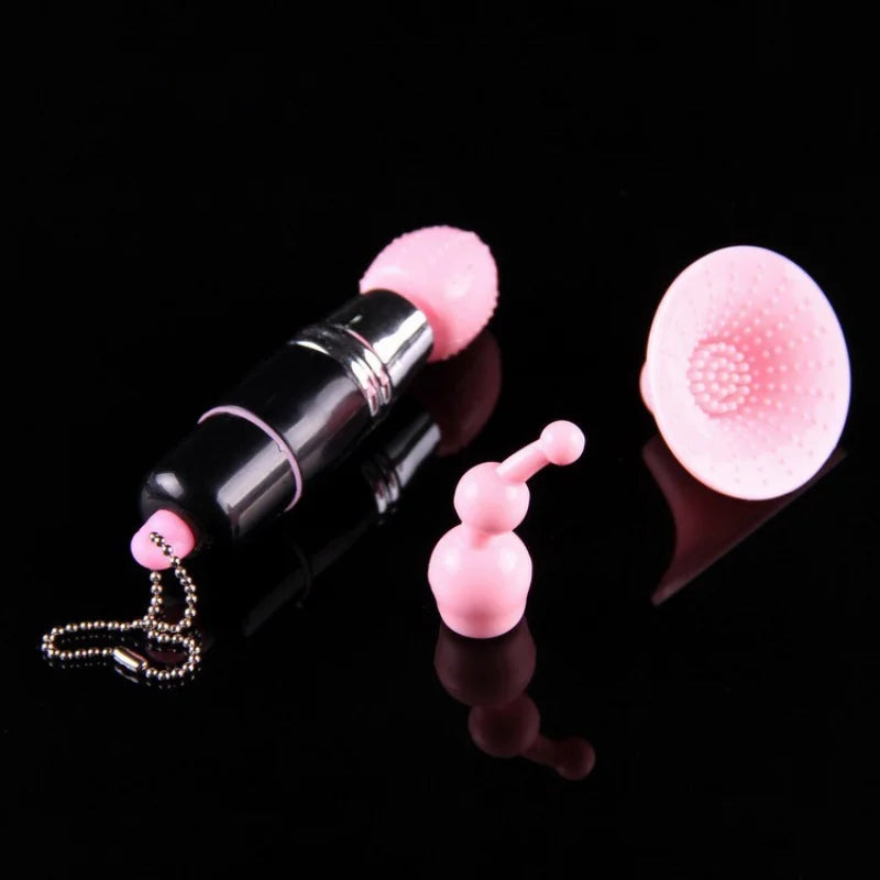 1PCS Mini Lipstick Shaped Body Massager with 3-Adapter G-spot Nipple Clitoris Stimulator Dildos Masturbator Sex Toys for Women