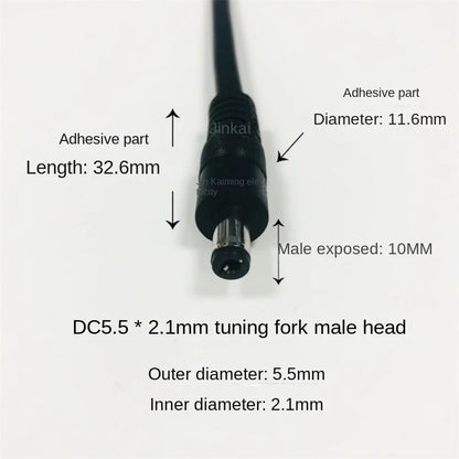 Thick Copper, 1.5mm², 10A, 12V Surveillance DC Power Cable, 0.25m, DC 5.5*2.1mm Connector